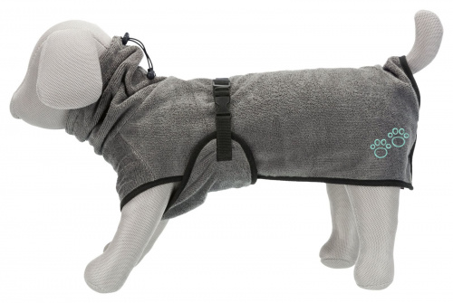Bademantel für Hunde, Frottee, XS: 30 cm, grau